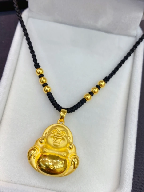 足金999大肚佛编绳项链