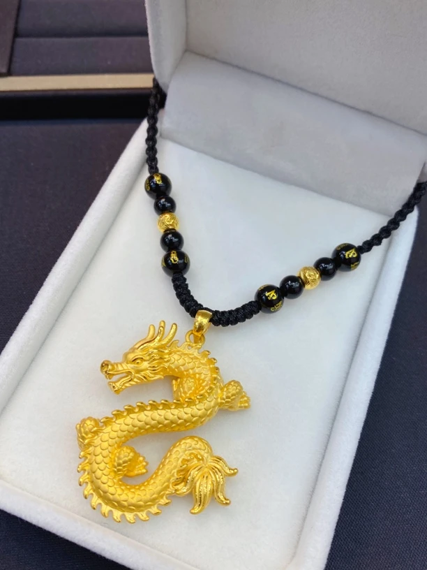 足金999金龙编织项链