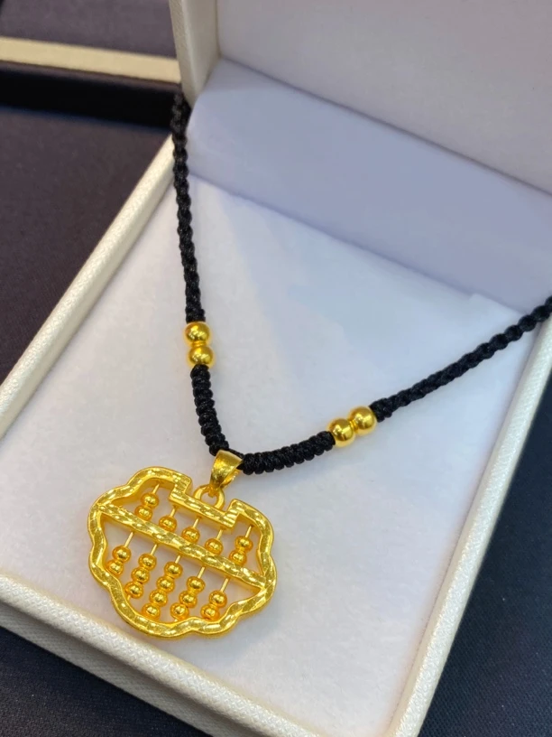 足金999祥云算盘编织项链