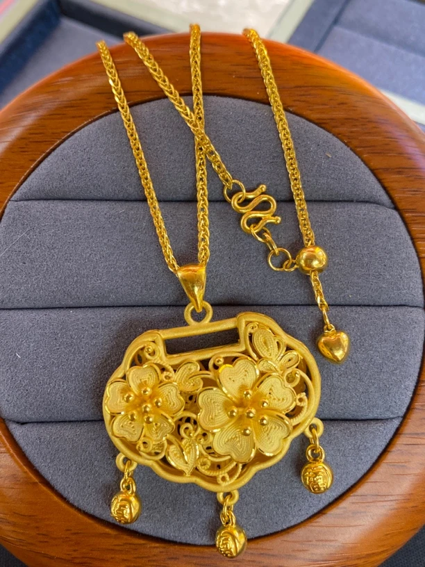 足金999金锁套链