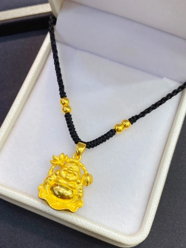 足金999大肚佛编织项链