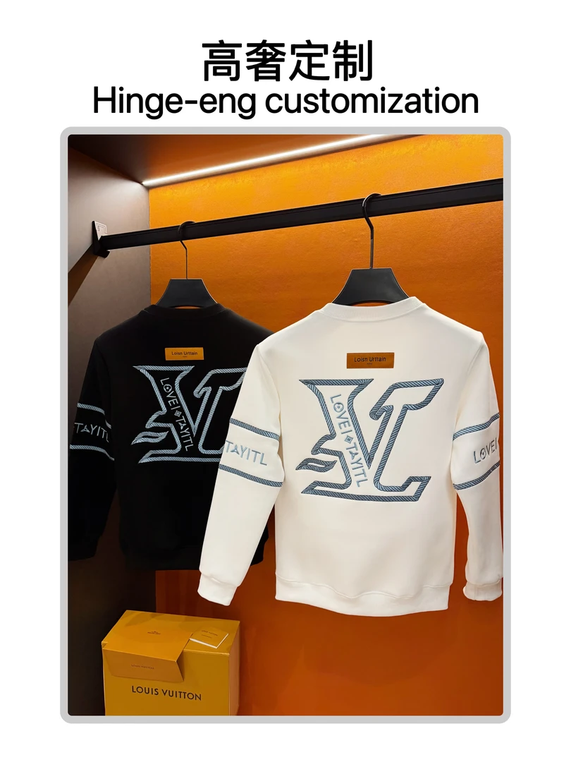 【加绒卫衣】冬季重工时尚休闲重工丝光刺绣情侣款男款圆领卫衣9995