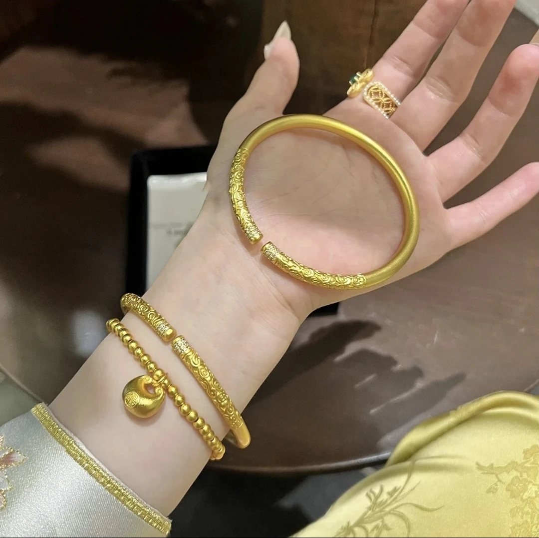 铜合金手镯 【高定款】祥云手镯古法传承金箍圈开口手环时尚百搭款