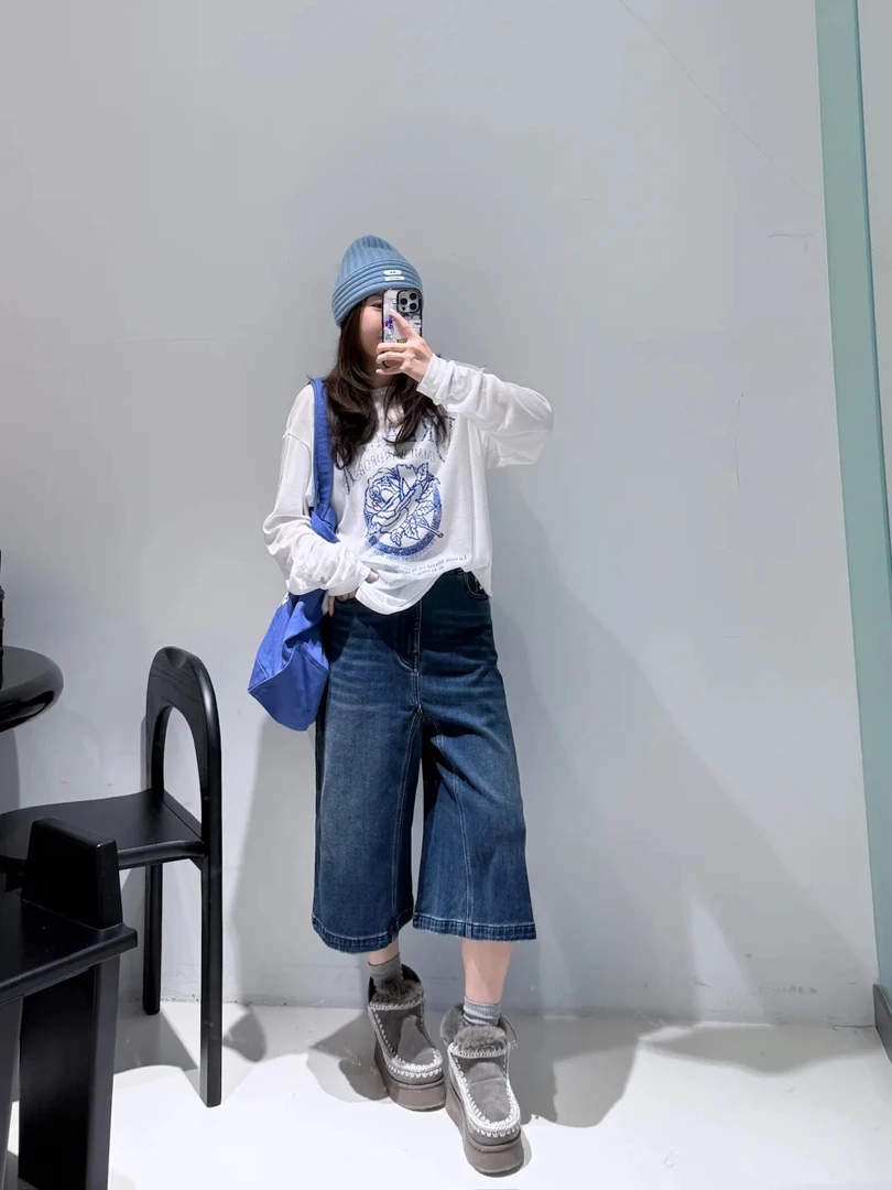 小众设计师款买手店24秋冬新款插片牛仔裤