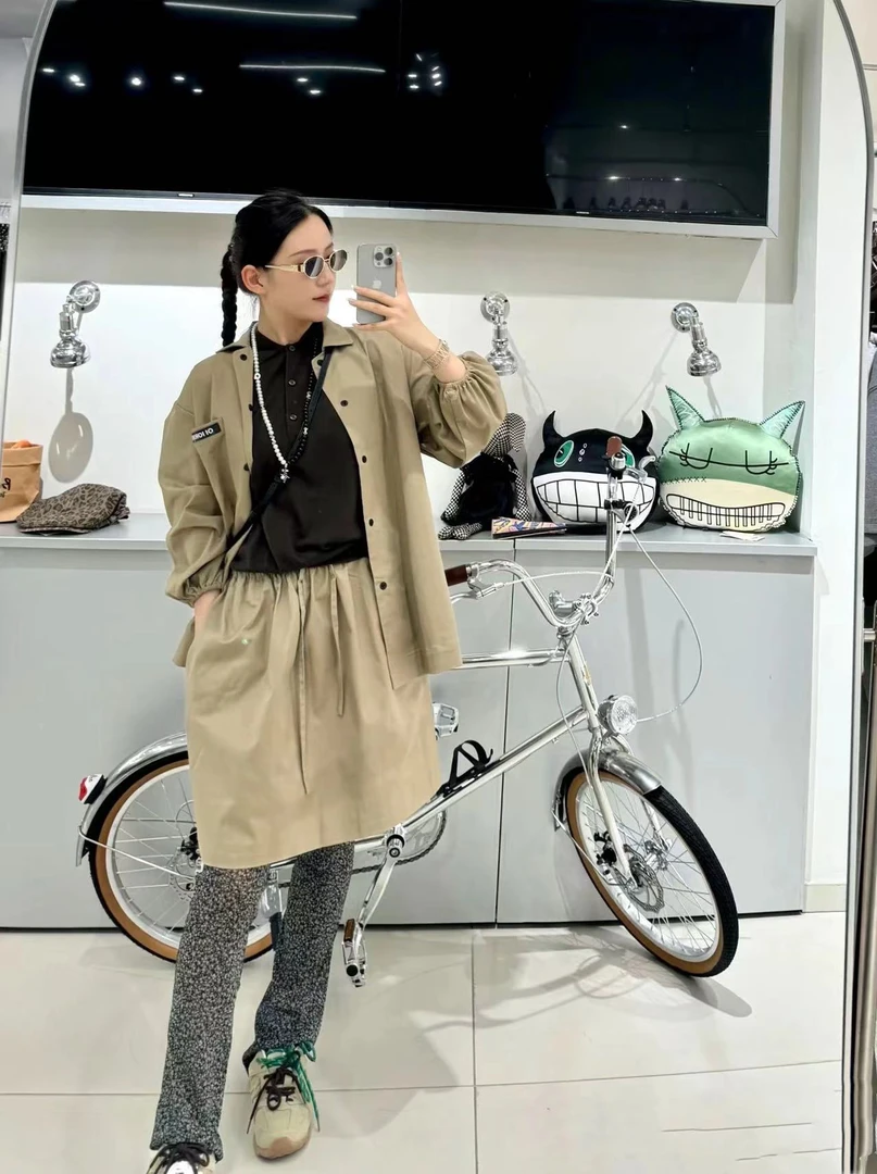 24早秋小众设计款宽松衬衫七分袖外套+半身裙女