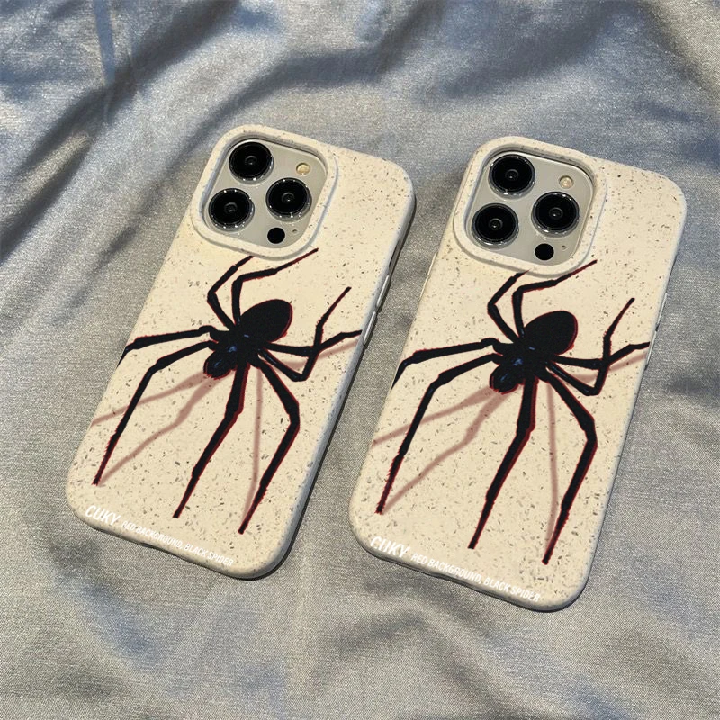 潮牌ins黑蜘蛛iPhone13手机壳14promax苹果11小麦12软7/8p套xr男x