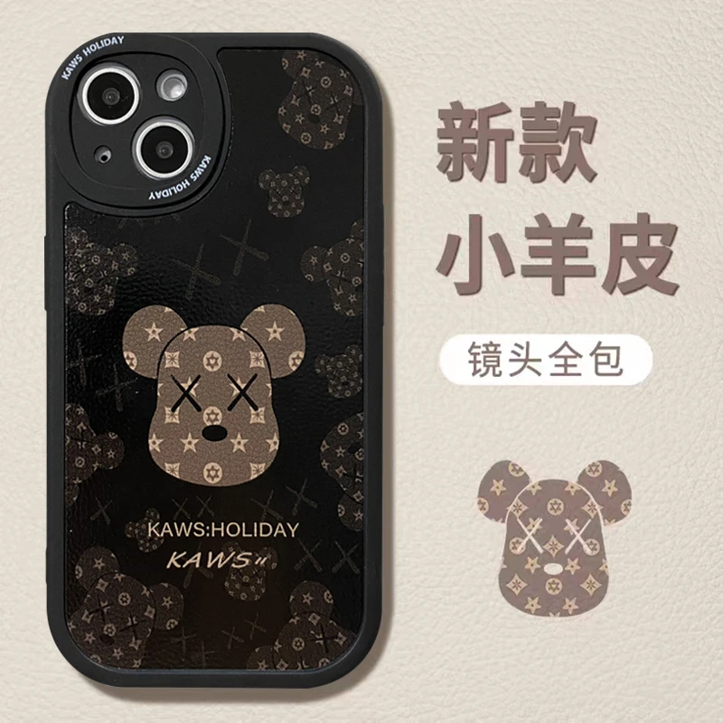 潮牌暴力熊皮纹iPhone14pro苹果13手机壳11新款12全包xr/xs软壳8p