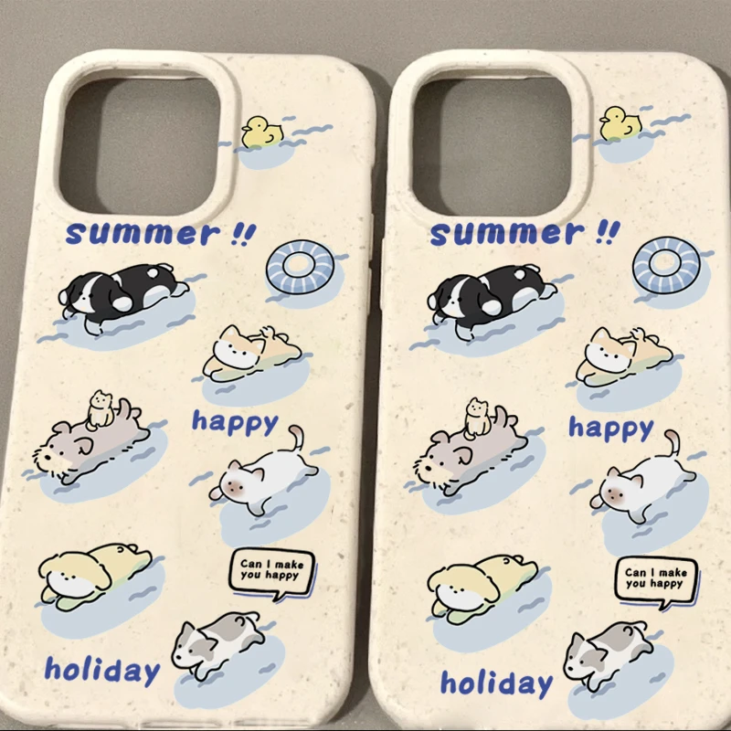 夏日游泳小动物iPhone14promax小麦手机壳苹果13/12/11全包xr软套