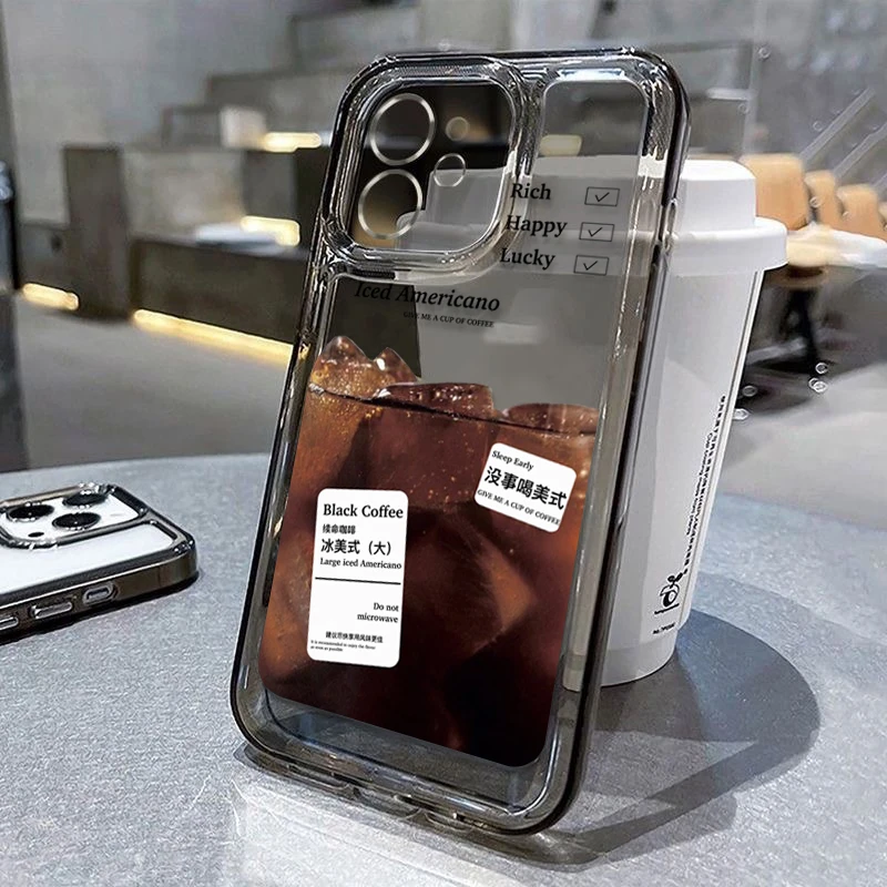 小众ins高级感冰咖啡iPhone13手机壳苹果14promax女12软xr套11男