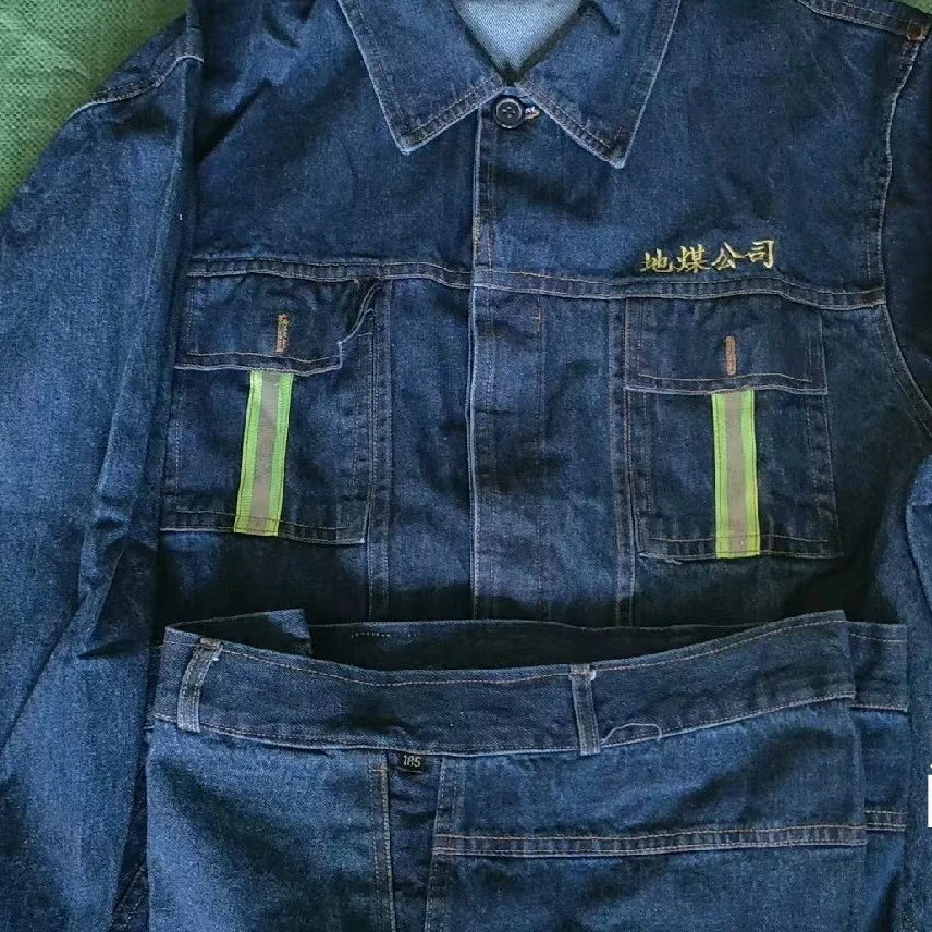 纯棉清仓处理牛仔套装时尚百搭水洗男士焊工防火花翻领春秋春季
