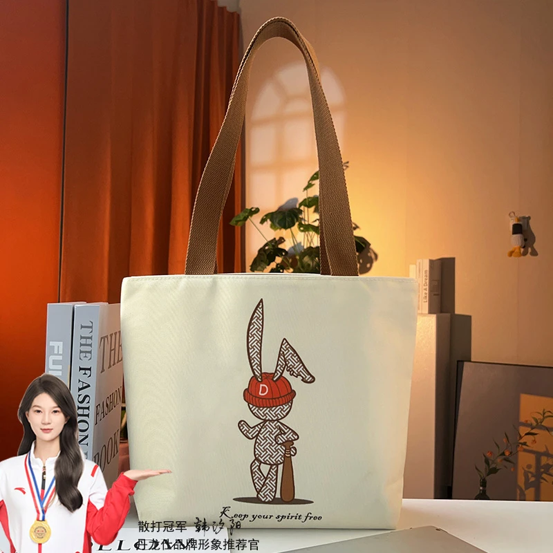 时尚印花帆布原创设计单肩手提包学生补习袋上班通勤时尚妈咪肩包