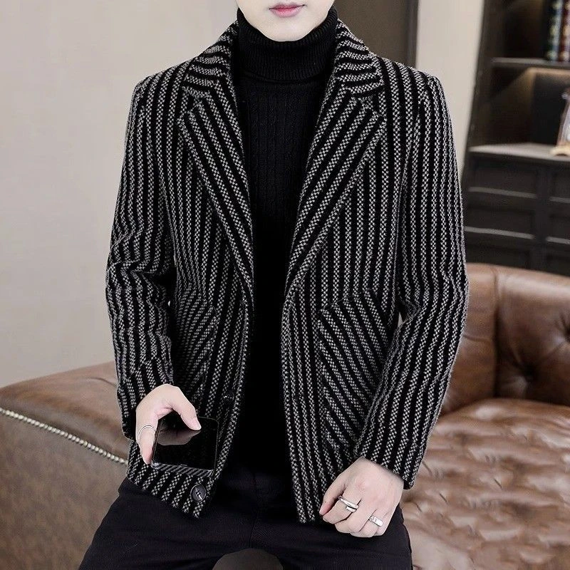 【小扬哥推荐】男士毛呢大衣冬季2023秋冬季毛呢西装领夹克上衣男韩