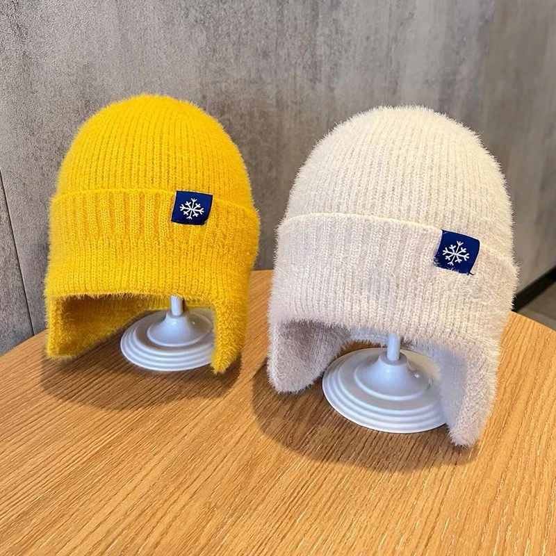 2到18岁护耳针织毛线帽子秋冬男女学生户外保暖帽骑车防风防寒帽