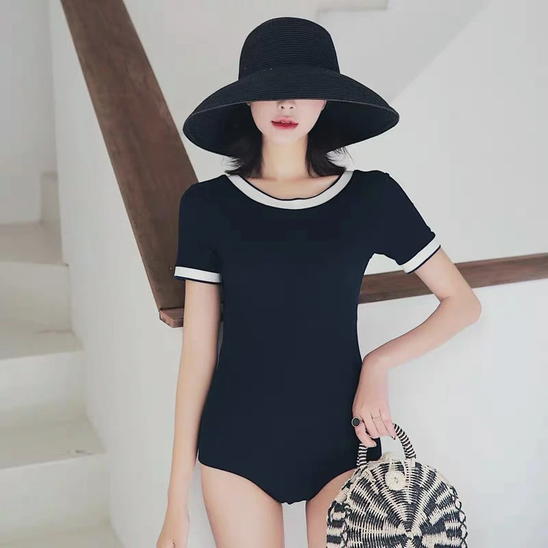 范美意连体三角带裙保守显瘦遮肚子温泉泳衣