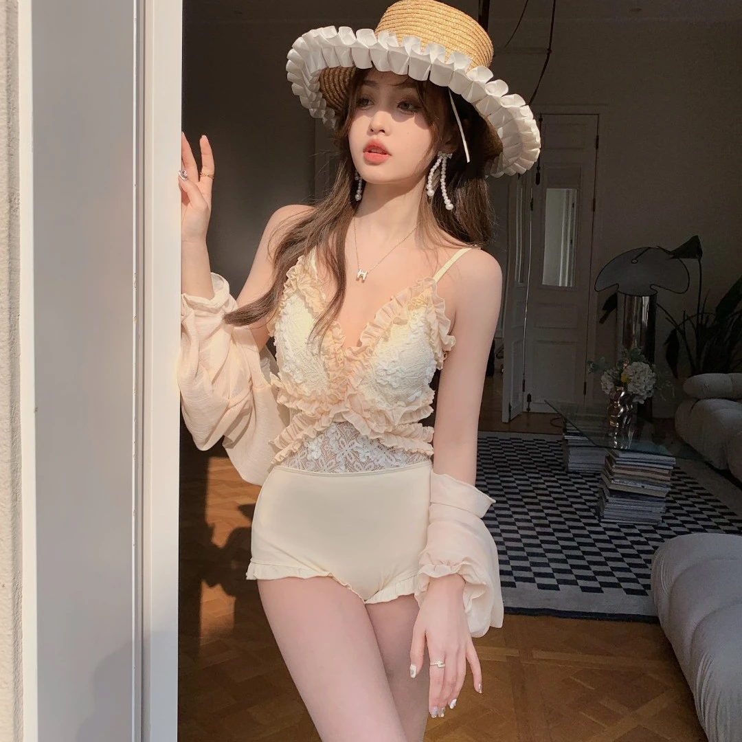 范美意【天使之吻】2023年新款小胸性感罩衫显瘦遮肉防晒连体泳衣