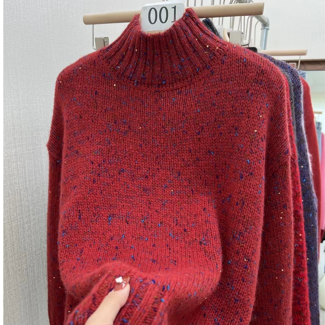 1春节濮院羊毛衫半高领全羊毛欧货冬款加厚羊毛衫休闲宽松长袖