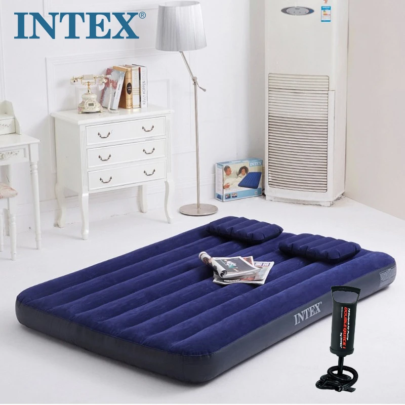 INTEX64765双人充气床家用气垫床户外帐篷垫打地铺折叠床垫送泵枕