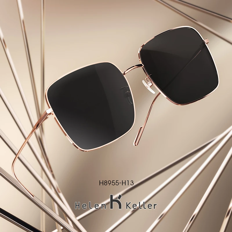 海伦凯勒太阳镜韩版潮流开车专用圆脸墨镜女方框防紫外线H8955