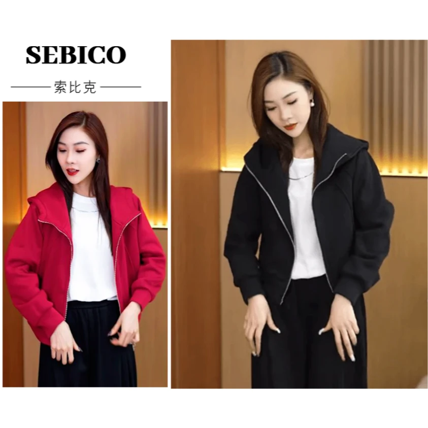 早秋休闲运动上衣短款连帽外套-8977