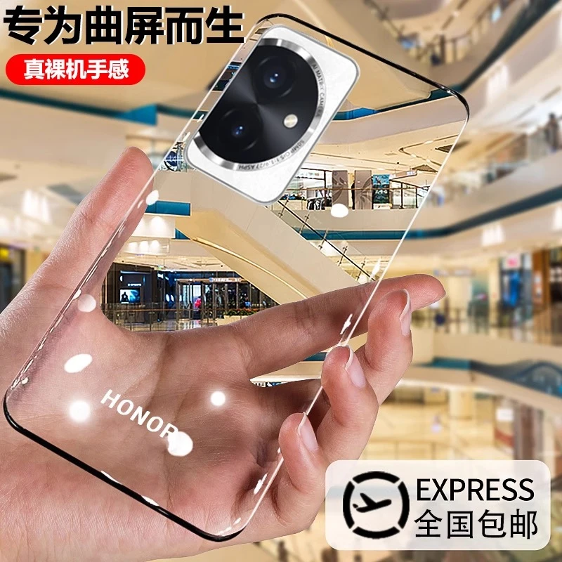 荣耀100pro手机壳新款超薄透明镜头全包防摔外壳男女保护套曲屏