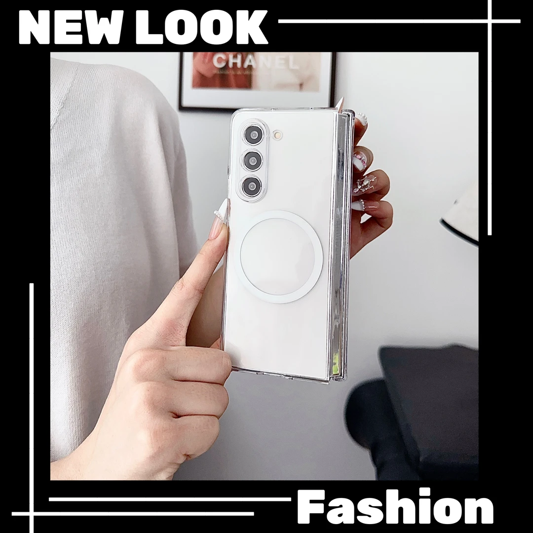 透明磨砂磁吸壳适用三星zfold6/5/4手机壳新款折叠翻盖防摔保护套