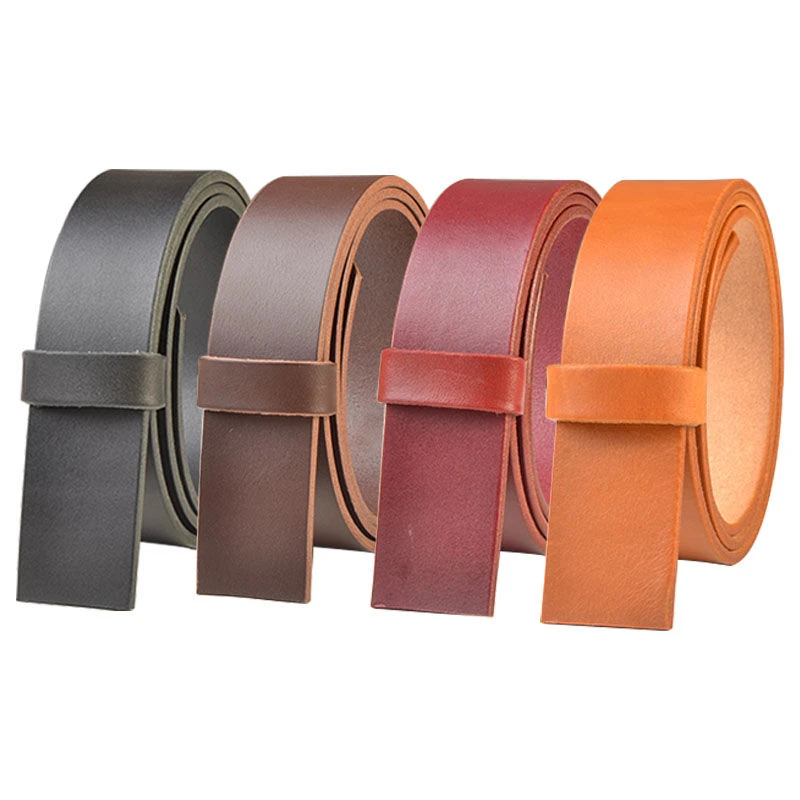 头层牛皮植鞣革无头皮带无孔腰带透心染真皮男休闲时尚商务裤带条