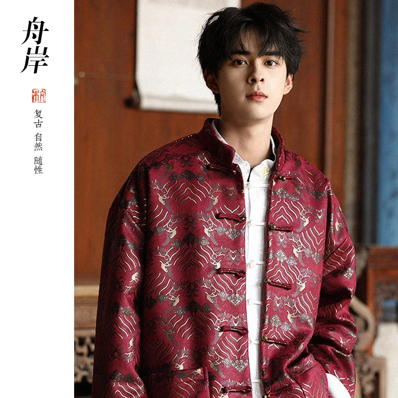 唐装男款春秋新款中国风男装海水纹情侣上衣男新中式立领外套夹克
