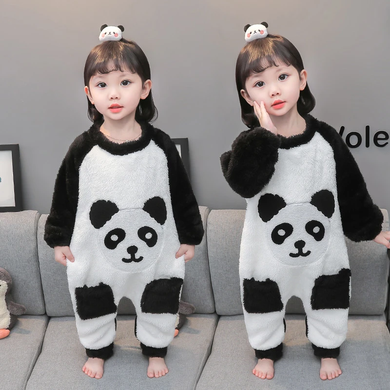 儿童冬季连体睡衣女童法兰绒卡通连身衣宝宝秋冬季家居服小童爬服