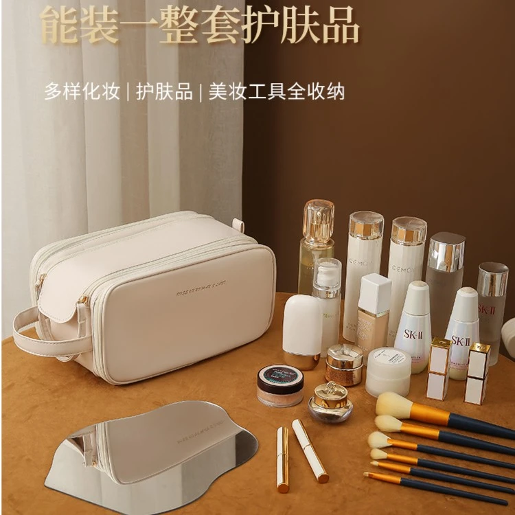 化妆包双拉链女大容量便携新款旅行高颜值化妆刷洗漱品收纳袋
