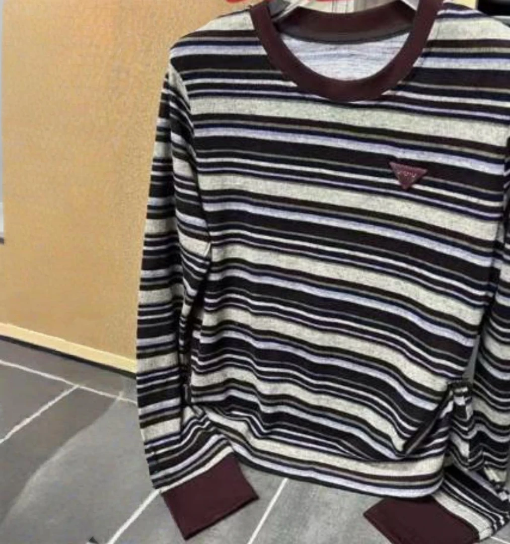 洋气撞色领彩条T恤