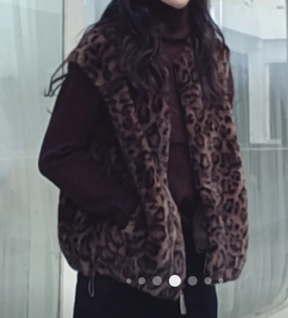 银蓝貂豹纹时尚冬款马甲