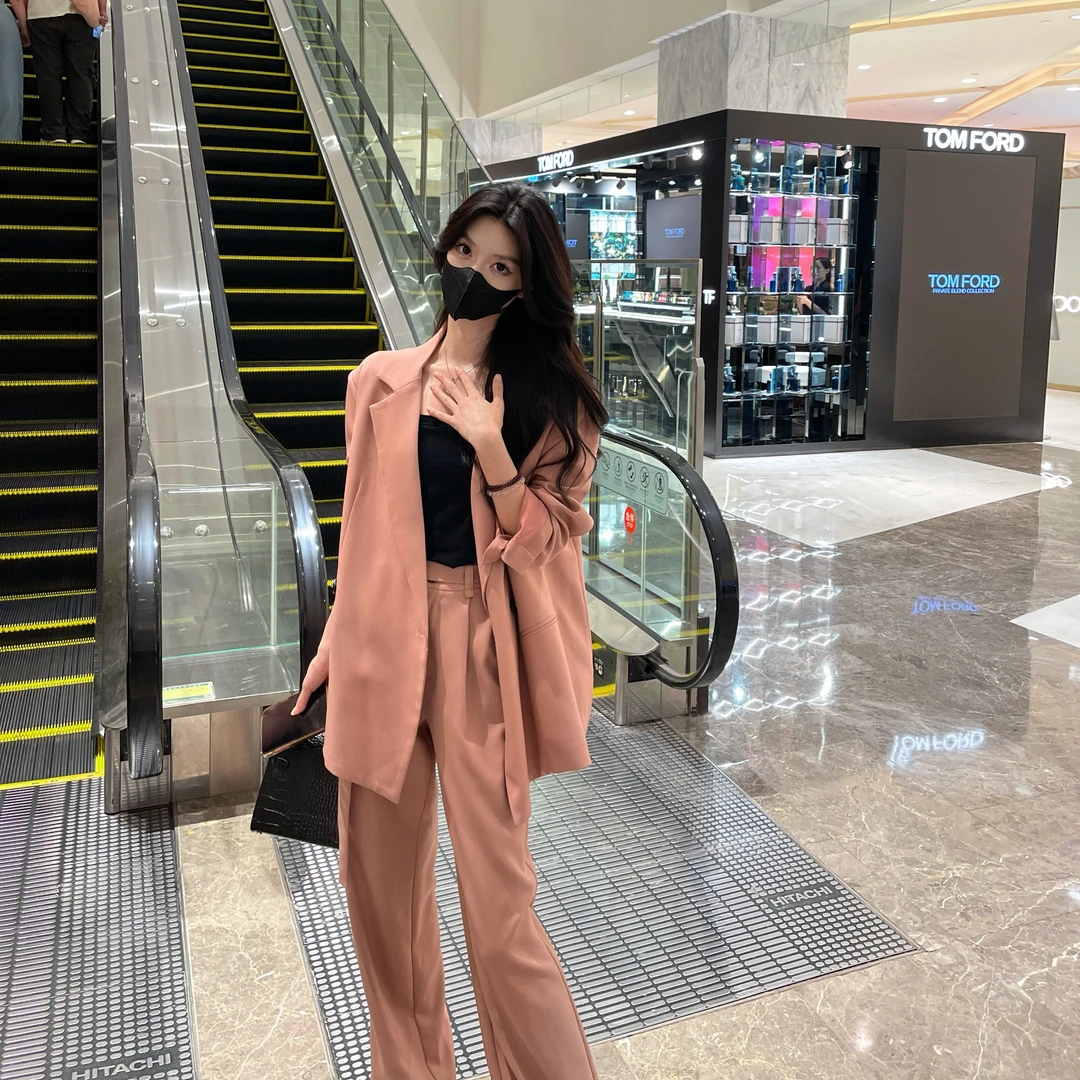 【TT Studio】时尚宽松高级感西装套装女春秋廓形西装阔腿裤三件套