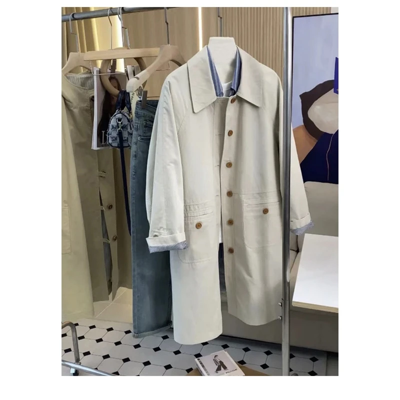 中长款风衣外套女秋季新款小个子简约休闲工装大衣 F374