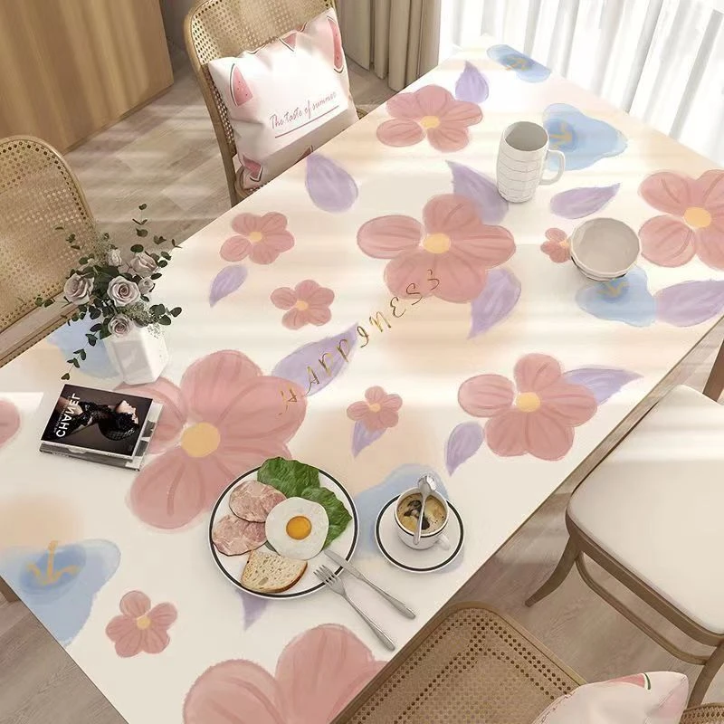 pvc餐桌垫防水油ins风桌布一抹净防滑烫长方形可裁剪茶几垫书桌垫