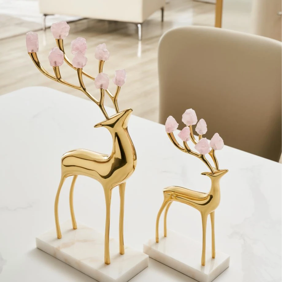 【9.5仓播】Rehome 一鹿高升粉晶摆件大小号 微瑕不接受退换