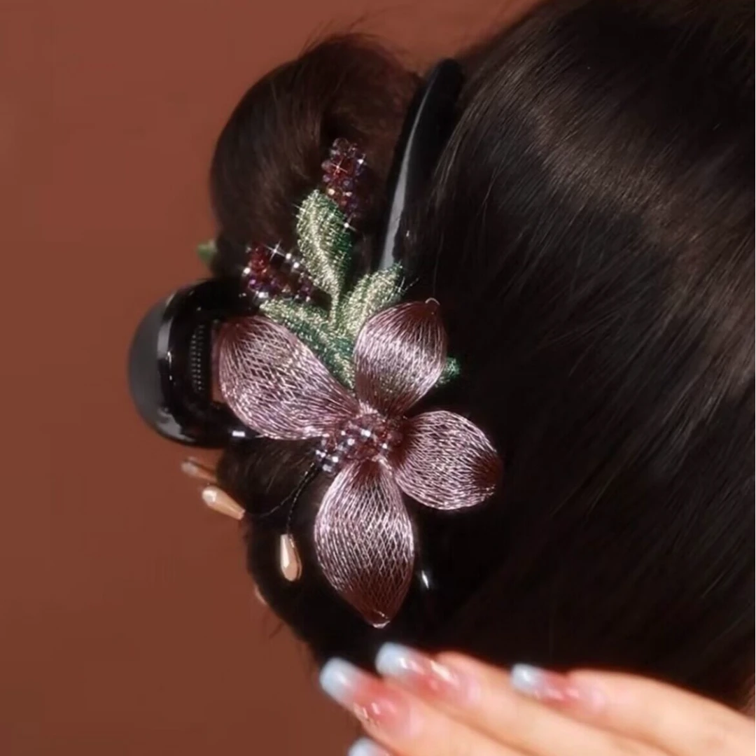轻奢时尚水钻抓夹高级感盘发神器鲨鱼夹气质妈妈发饰复古百搭精致