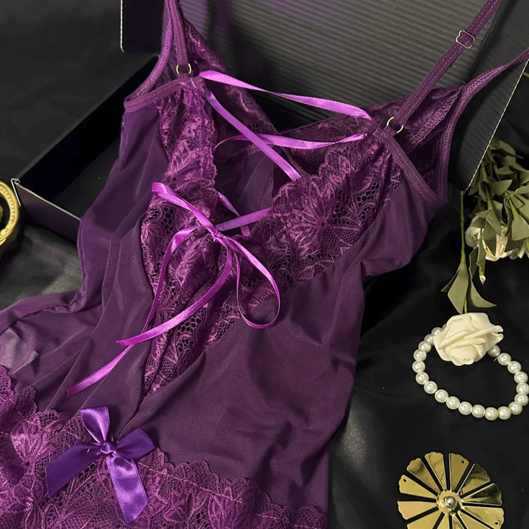 【紫色韵味】新款睡衣女士战袍纯欲风吊带睡裙美背时尚薄款
