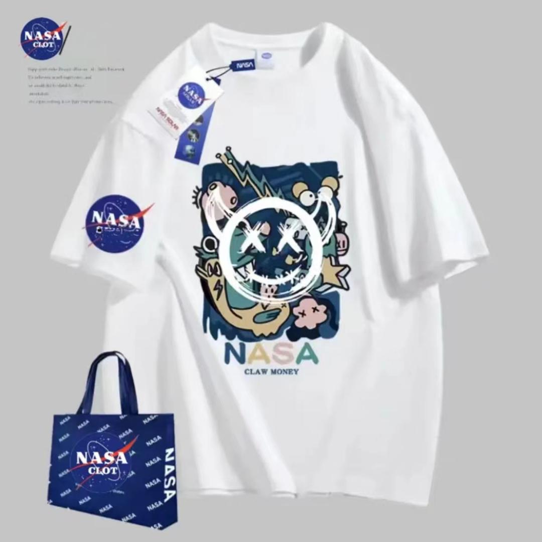 NASA CLOT联名款春款国潮圆领常规短袖套头时尚同款X-小恶魔+袖标