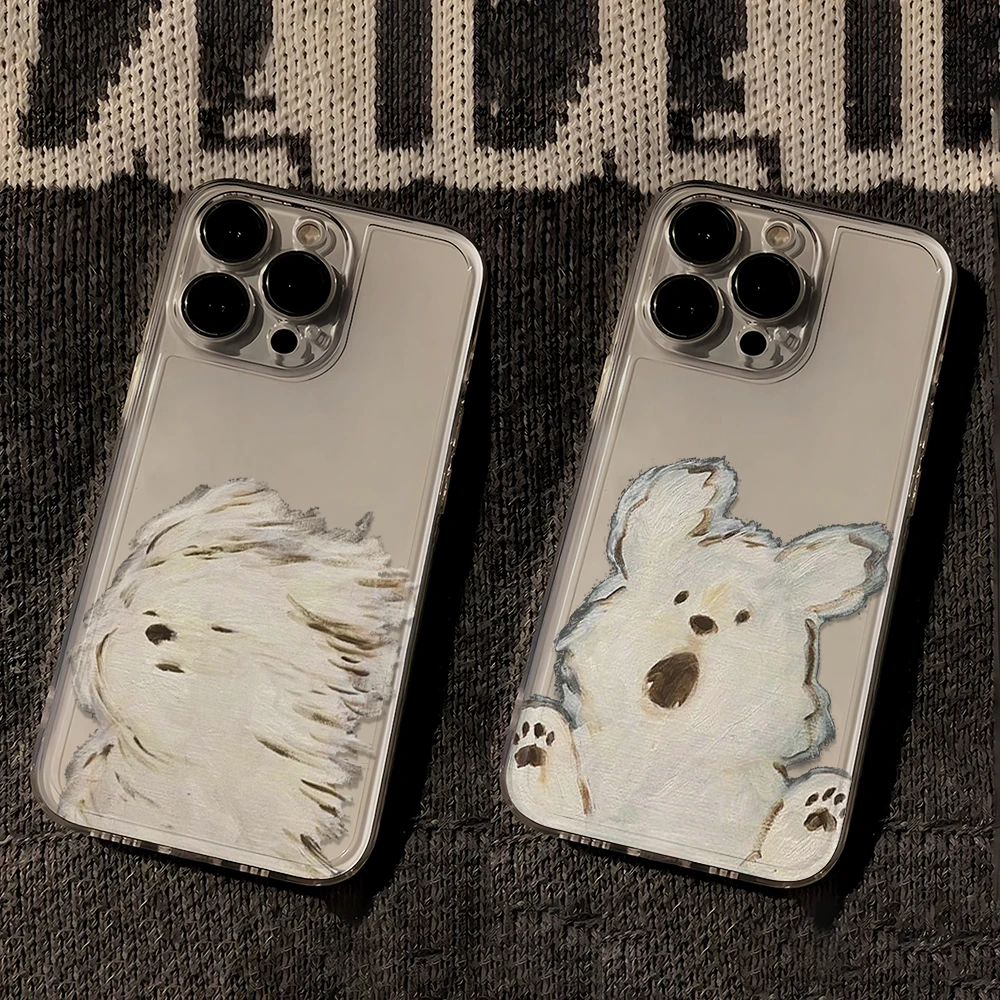 油画小狗苹果oppo小米vivo华为iPhone15手机壳14promax太空软壳13