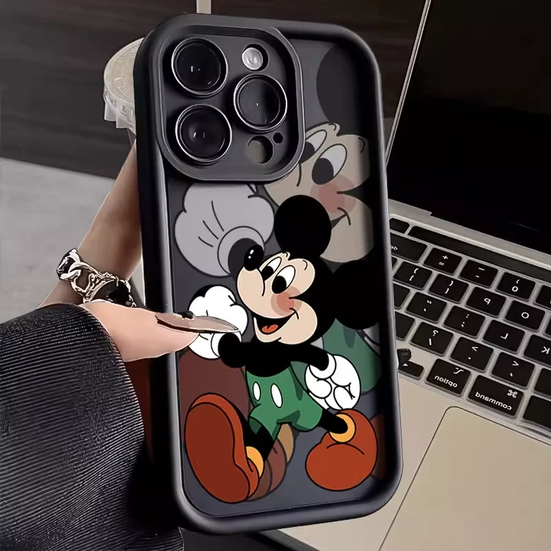 重影米奇苹果15promax手机壳iphone13/12/14全包xr精钢砂8软7p/xs