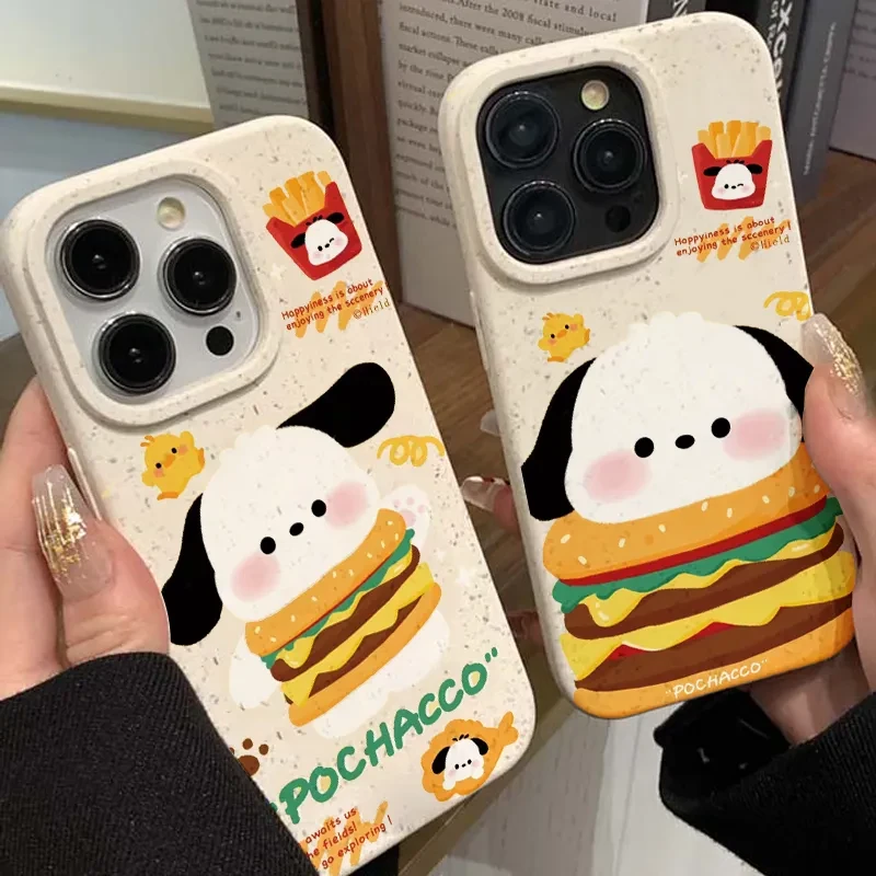 汉堡小狗情侣苹果15小麦壳iphone14promax/12/13手机壳11软xs/xr