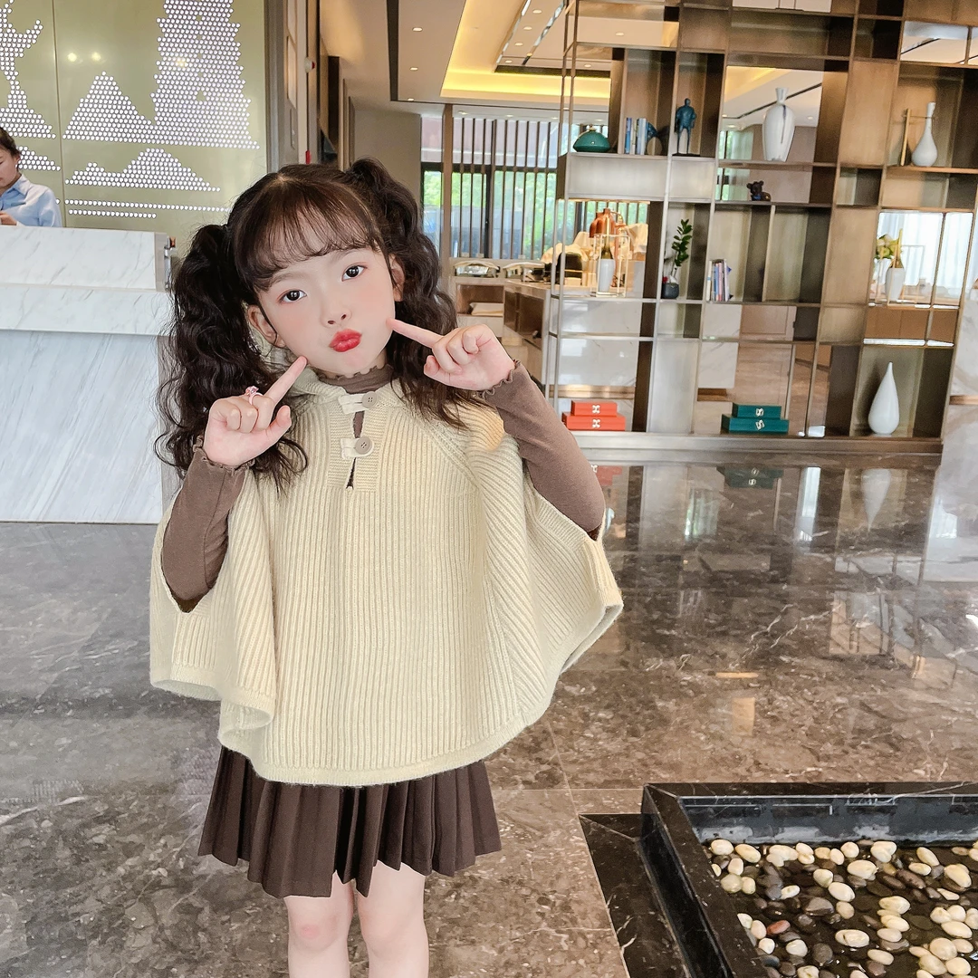 【新品浮力】2024年秋可爱女童活泼气质俏皮针织韩版小魔女斗篷