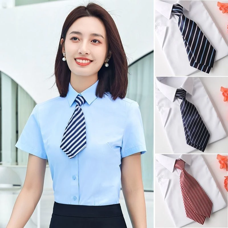 双层小领带女条纹职业领带潮流学生领带银行酒店4s店西服配饰商务