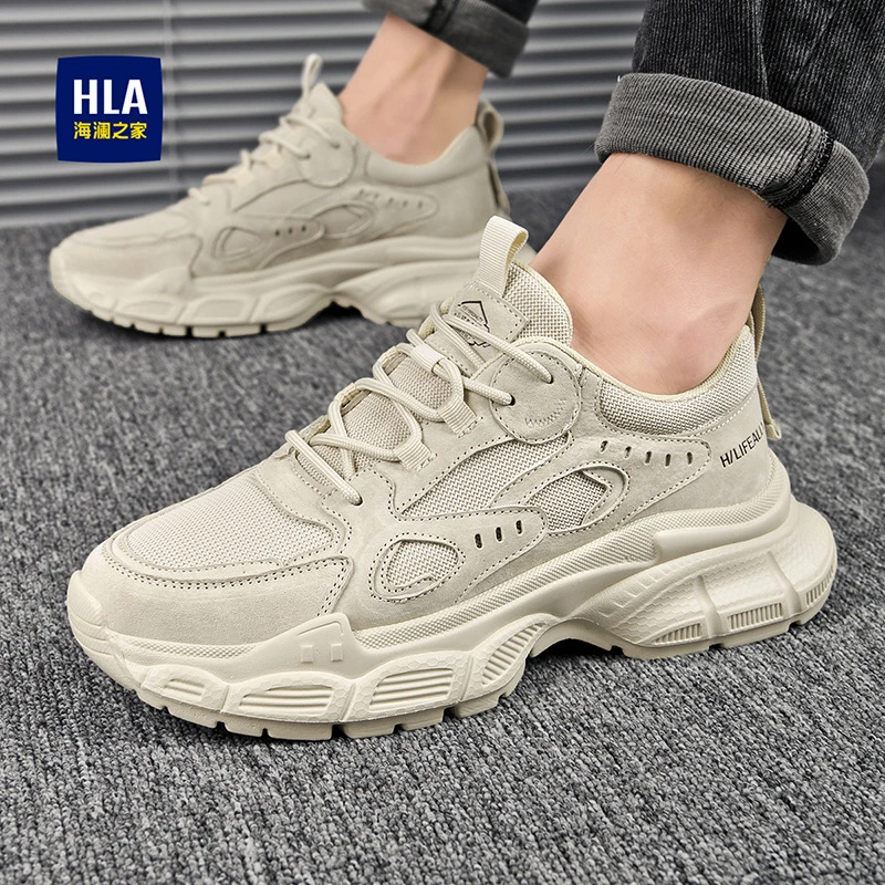 HLA/海澜之家男鞋春季时尚百搭运动休闲鞋男士厚底增高老爹潮鞋子