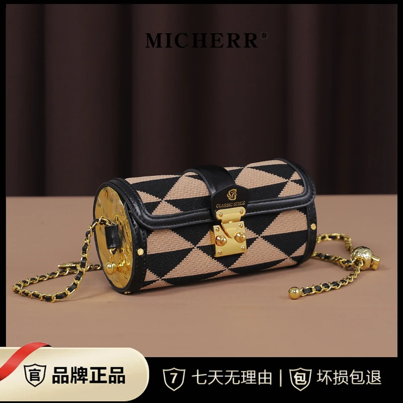MICHERR/米榭尔时尚百搭小包包圆筒包单肩包轻奢复古巴比龙138085