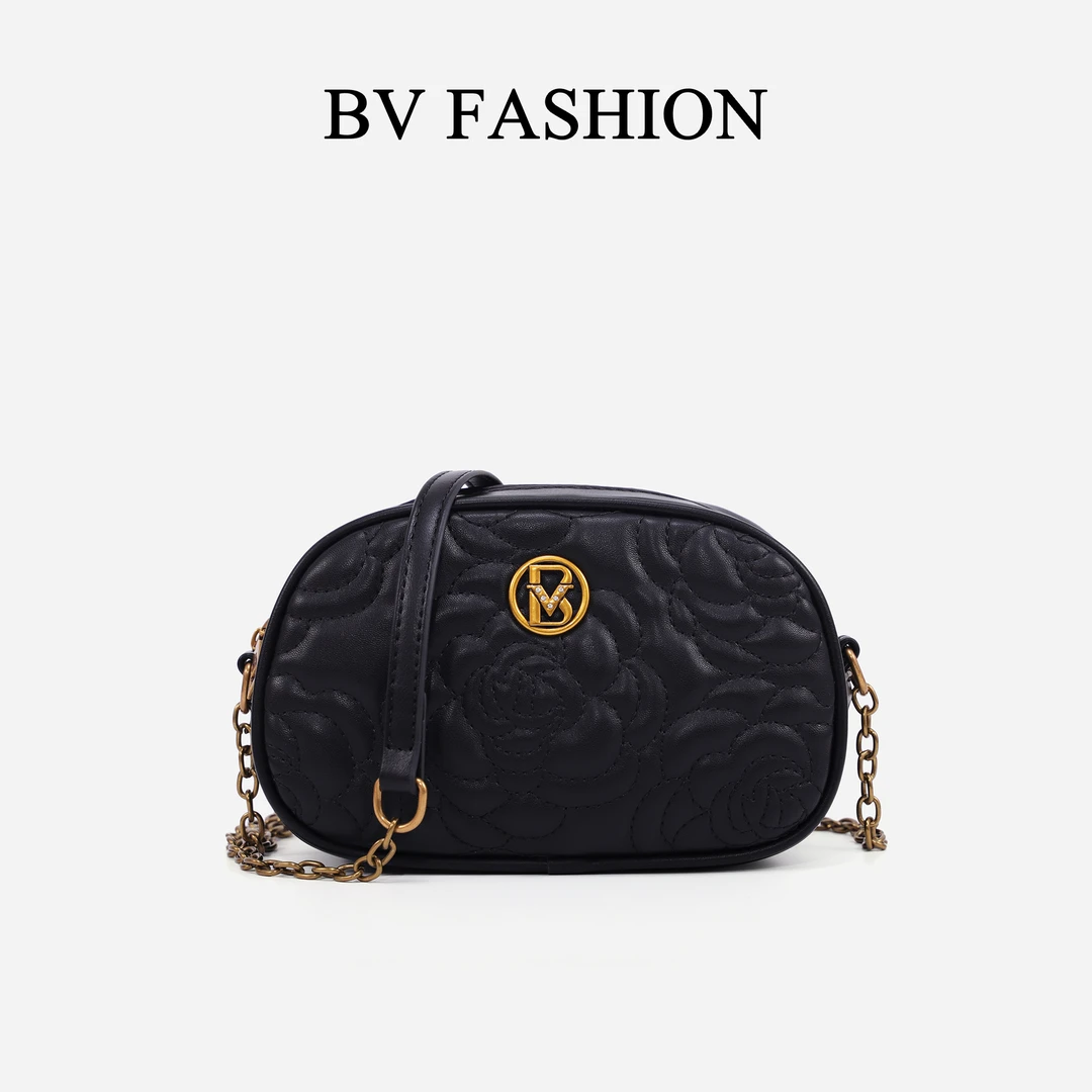BV FASHION时尚菱格相机包女士斜挎小包AF24073110黑色