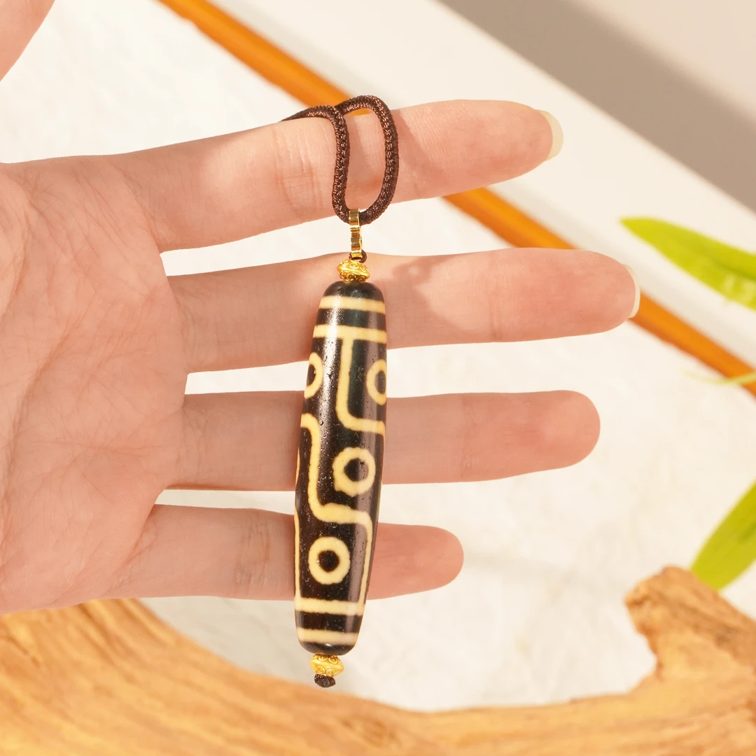 天然玛瑙牙黄折线九竖款吊坠藏式搭配可调节时尚简约锁骨链