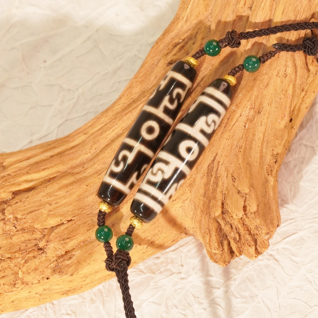 天然玛瑙黑白莲师三绿玛瑙配珠藏式搭配可调节时尚简约锁骨链