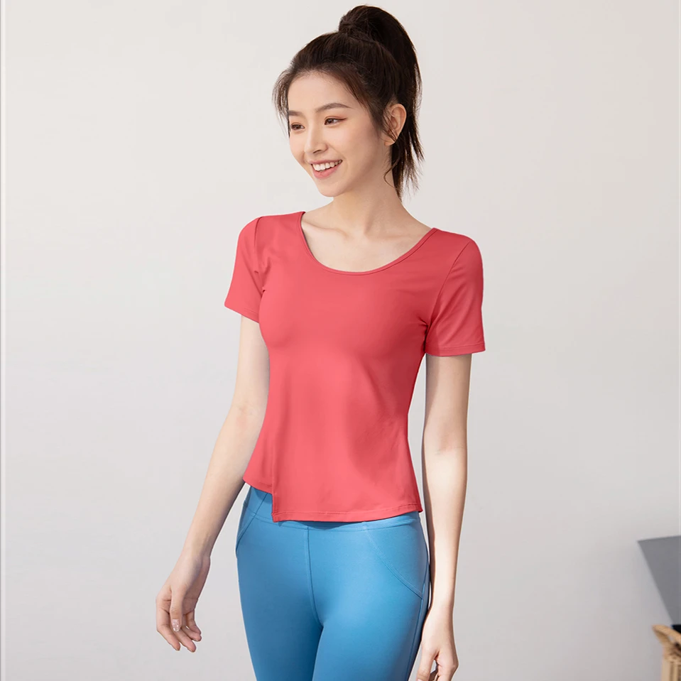 斗羽凉感瑜伽服女夏季显瘦速干t恤普拉提运动美背短袖健身服上衣