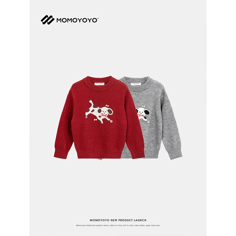 【小狗日记】秋冬女童斑点狗亲子圆领毛衣 7225D